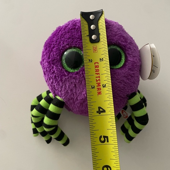 Ty Beanie Boos CRAWLY the Halloween Purple Spider 6" Stuffed Animal Toy Tag Flaw - Picture 8 of 8